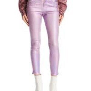 NWT J Brand Alana Coated Crop Skinny Jeans in Pink Prism Size 24